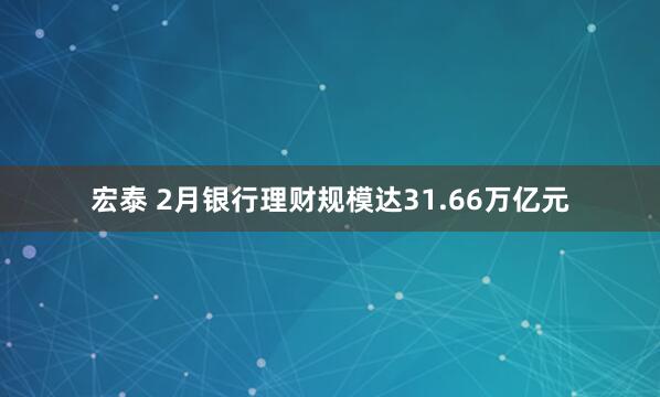 宏泰 2月银行理财规模达31.66万亿元